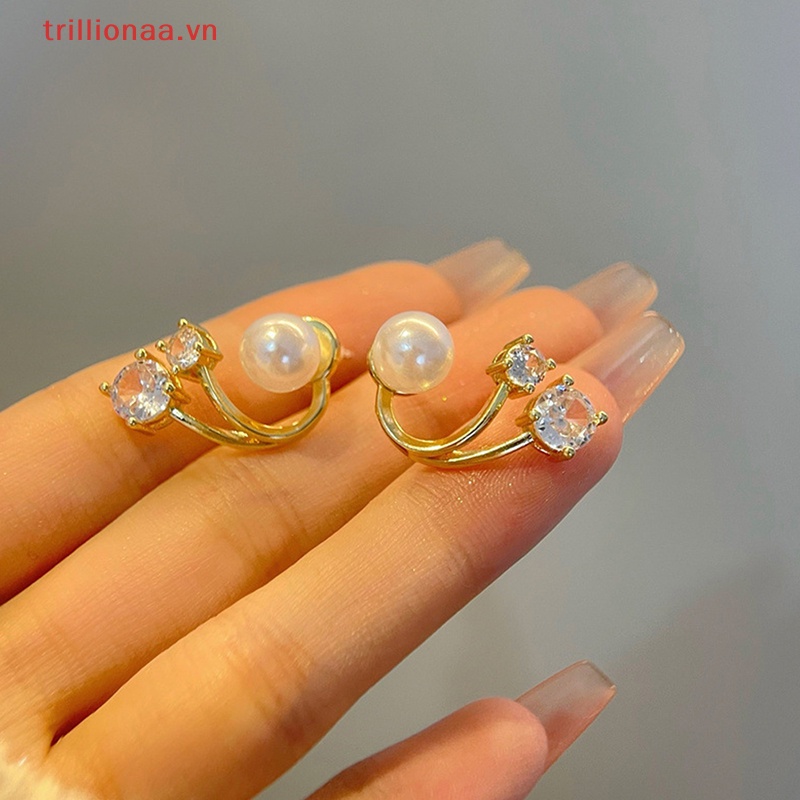 Bông Tai Đính Ngọc Trai Và Đá Zircon Thời Trang Cho Nữ