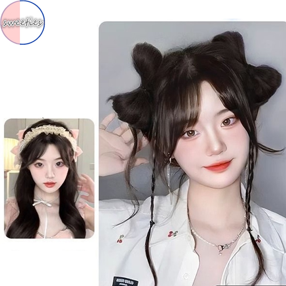 Kẹp Tóc Giả Thắt Nơ Tua Rua Đôi Phong Cách Ngọt Ngào Cho Nữ Y2K