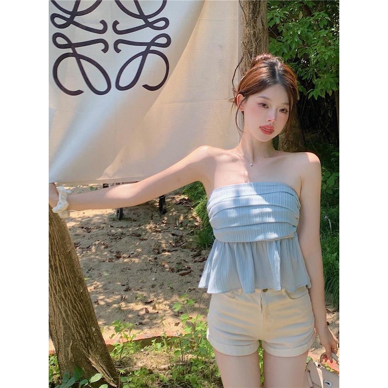 Áo Voan Hai Dây Phong Cách Retro Ngọt Ngào Cho Nữ