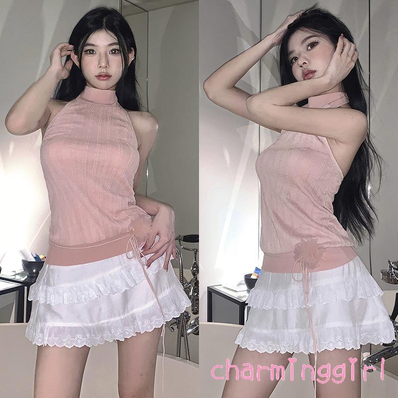 Áo Dệt Kim Sát Nách Màu Hồng Thời Trang Mùa Hè Cho Nữ