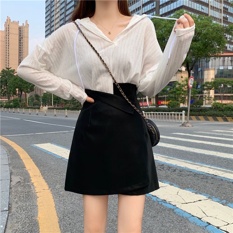 Chân Váy Da PU Ngắn Dáng Chữ A Lệch Tà Thời Trang Mùa Xuân 2023 Cho Nữ