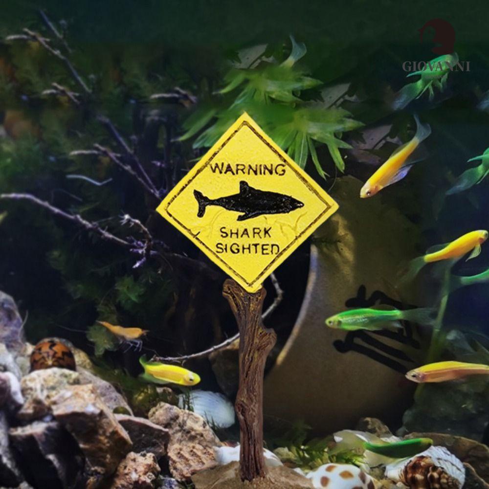 1 Biển Cảnh Báo Cá Mập Nhân Tạo Trang Trí Bể Cá