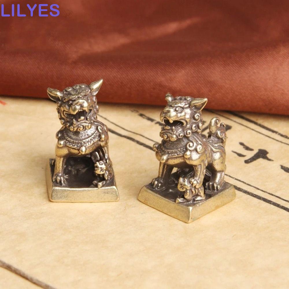 Lilyes Tượng Sư Tử Bằng Đồng Thau Thủ Công Siêu Bền Nhẹ Trang Trí Phong Thủy Để Bàn Tài Lộc Tài Lộc
