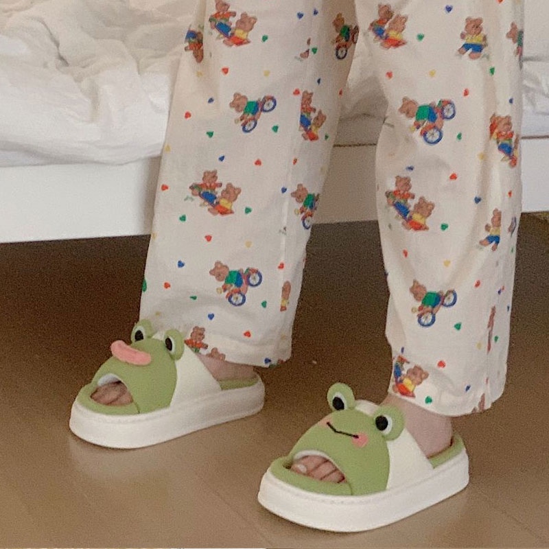 Oeteo Dép cotton Đi Trong Nhà Đế Dày Viền Gai Ếch Thời Trang Bốn Mùa Cho Nam Và Nữ