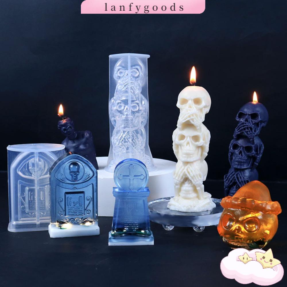 Khuôn Làm Nến Thơm Hình Đầu Lâu Bí Ngô Đầu Lâu Bằng Silicone DIY Trang Trí Nhà Cửa