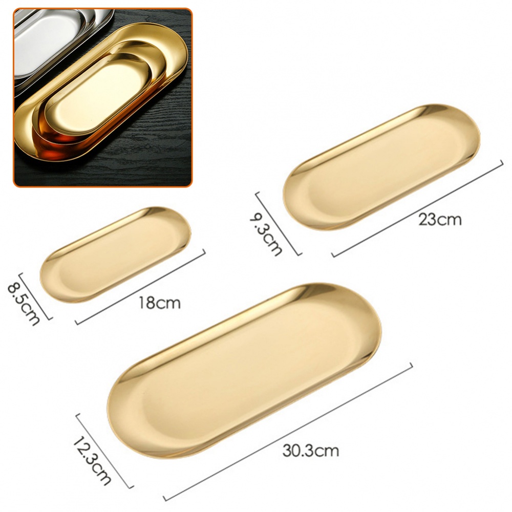 Khay Đựng Trang Sức / Trái Cây Hình Oval Bằng Thép Không Gỉ