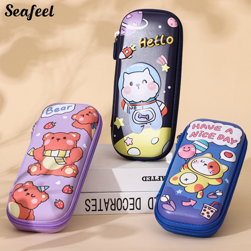 Hộp Đựng Bút 3 Ngăn Sức Chứa Lớn Thân Thiện Với Môi Trường Hình Phi Hành Gia Cho Học Sinh