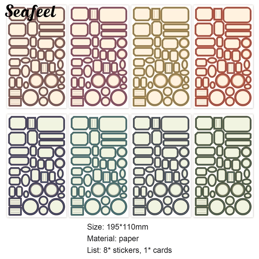 Set 8 Tờ Nhãn Dán Tự Dính Họa Tiết Vintage Trang Trí Sổ Tay / Nhật Ký DIY