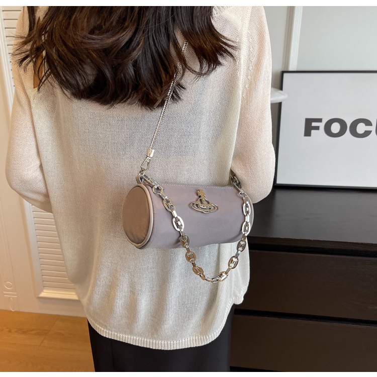 Túi Đeo Vai Vải Oxford Phối Dây Xích Kim Loại Thời Trang Cho Nữ