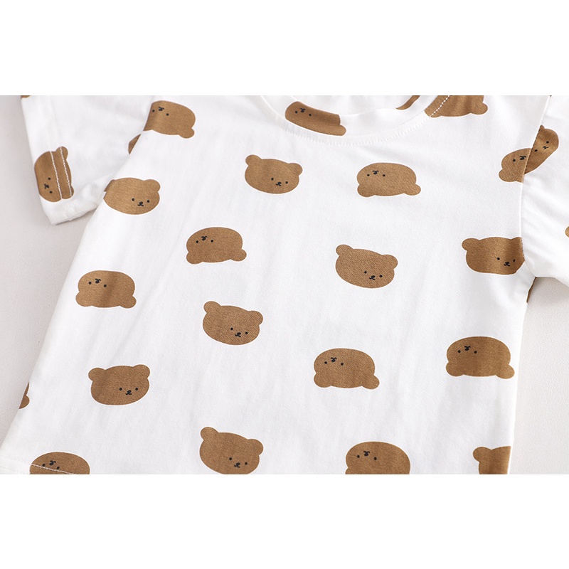 Set Áo Thun Ngắn Tay + Quần Yếm Ngắn Thời Trang Cho Bé