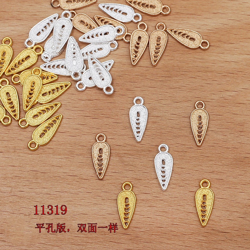 (10 cái)Phiến đúc treo kim loại hình lá nhiều mẫu, Nguyên liệu làm trang sức cổ trang, Nguyên liệu diy