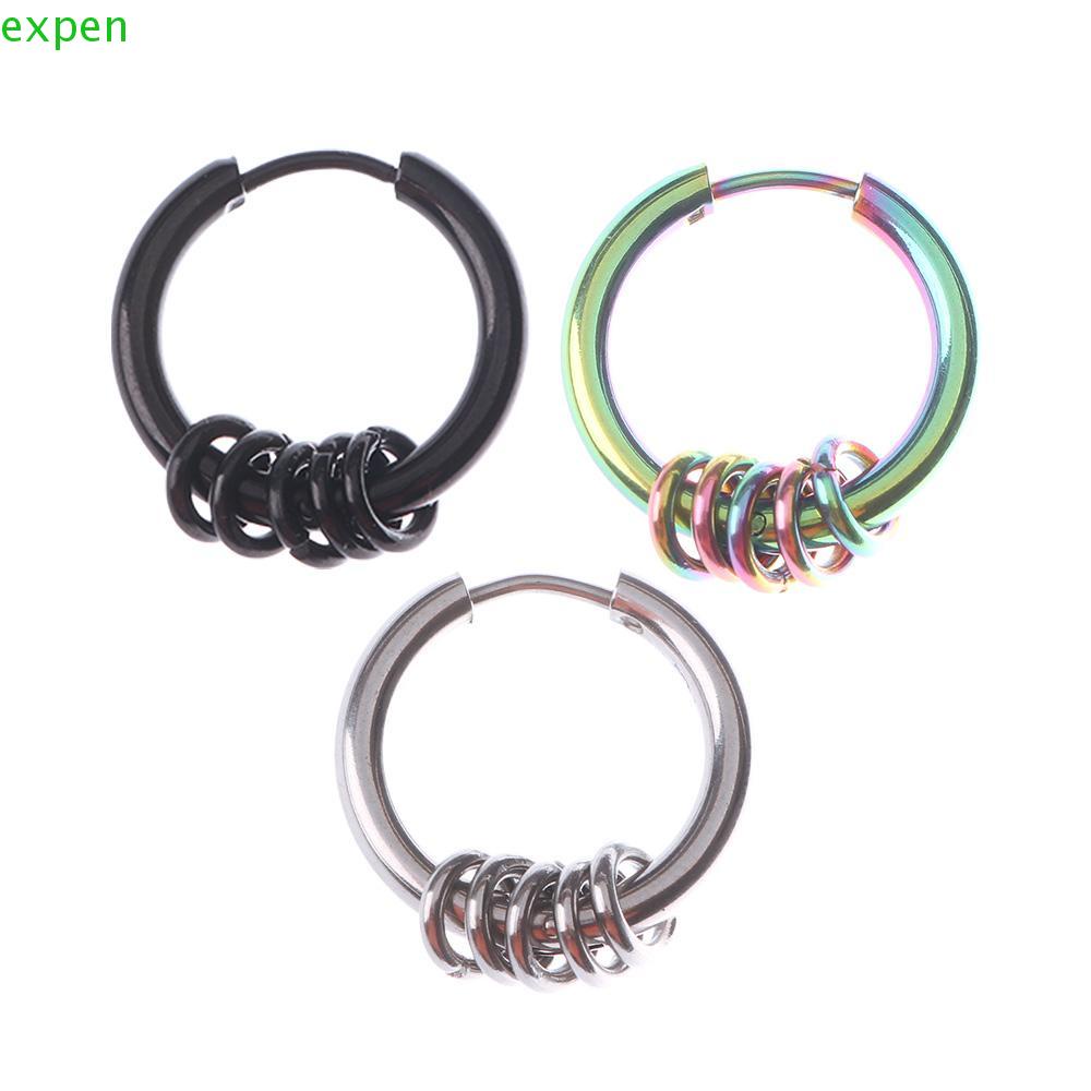 Bông Tai Hình Tròn Cỡ Lớn Bằng Thép 10-18mm Thời Trang Cho Nam Và Nữ