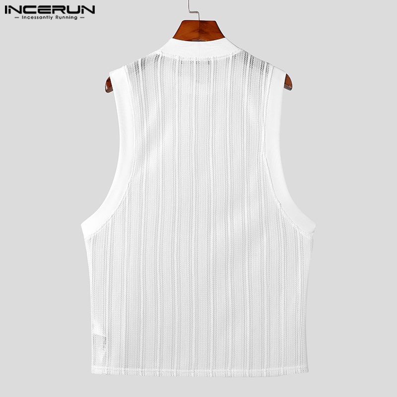 INCERUN Áo Tank Top Dệt Kim Sát Nách Cổ Tròn Kẻ Sọc In Hình Bộ Xương Kiểu Hàn Quốc Cá Tính Cho