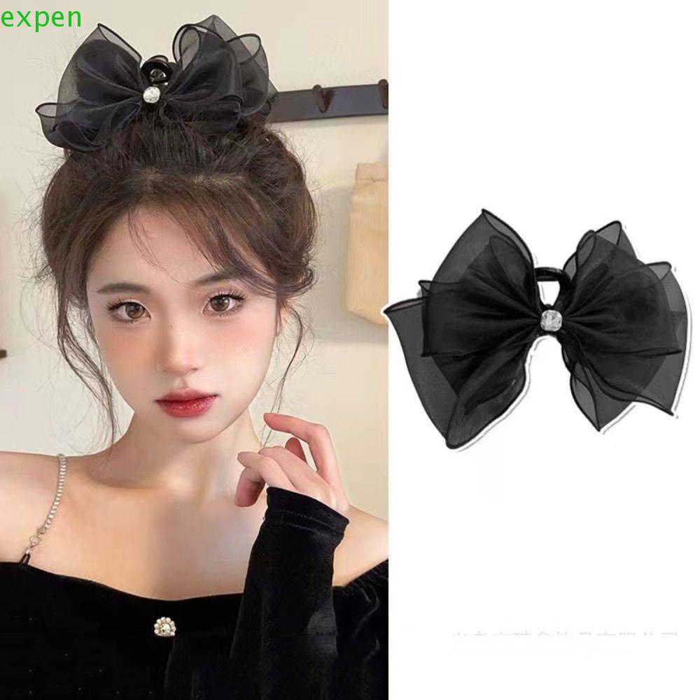 Kẹp Tóc Càng Cua Chất Liệu Chiffon Phối Nơ Thời Trang Cho Nữ
