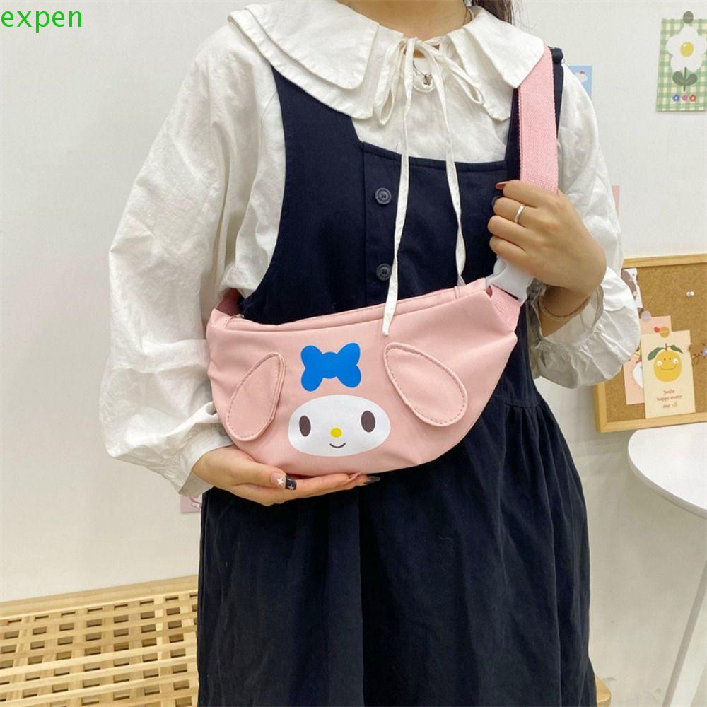 EXPEN Túi Đeo Chéo Ngực Vải Canvas In Hình Kuromi My Melody Dễ Thương Thời Trang Cho Nữ