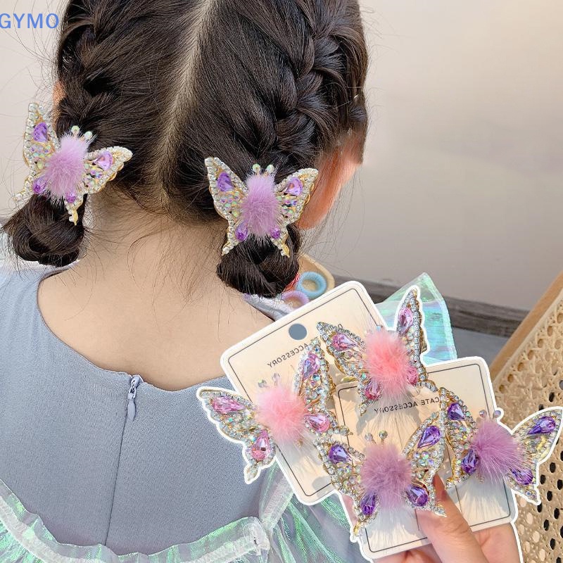 Kẹp Tóc Hình Bướm 3D Đính Đá Thanh Lịch Cho Nữ