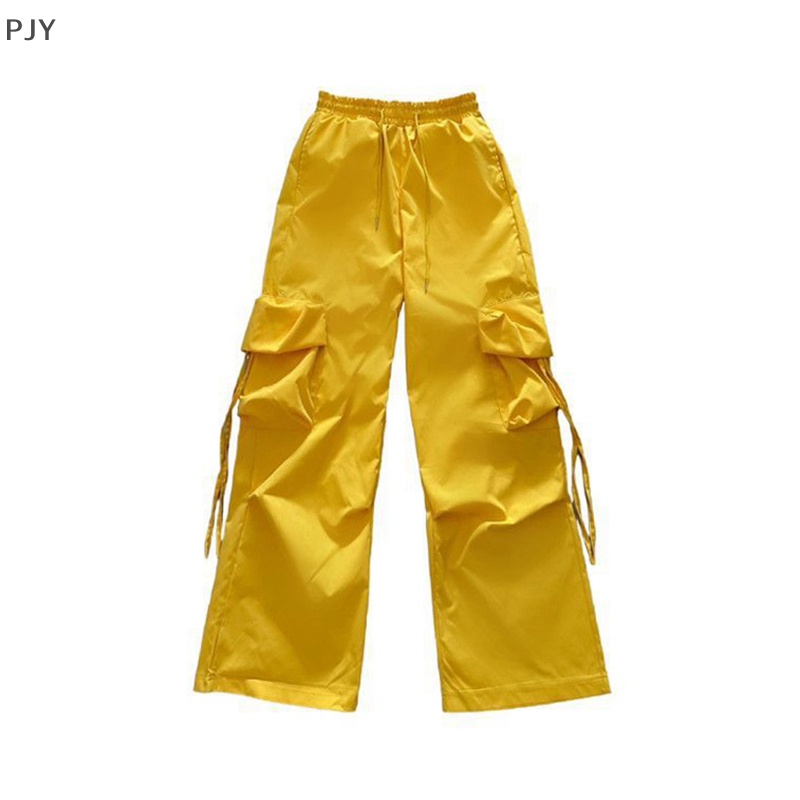 Quần Baggy Lưng Cao Ống Rộng Có Túi Phong Cách Thời Trang Harajuku Hàn Quốc Cho Nữ Y2k PJ