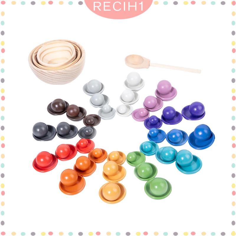 Bộ Đồ Chơi 12 Quả Bóng Gỗ 36 Màu Sắc Dành Cho Trẻ Em