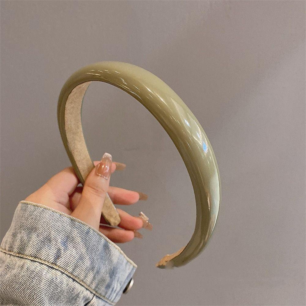 Băng Đô Cài Tóc Bằng Da pu Mỏng Màu Đất Chống Trượt Phong Cách Hàn Quốc Cho Nữ