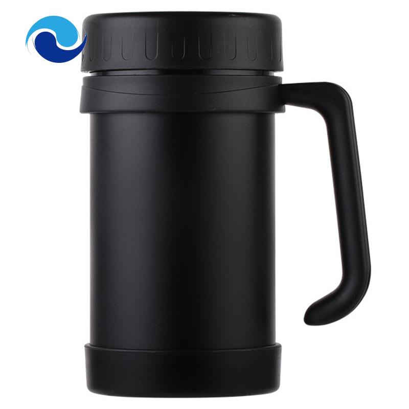 Bình Nước Giữ Nhiệt Bằng Thép Không Gỉ 500Ml / 17Oz Có Tay Cầm Tiện Dụng Đen