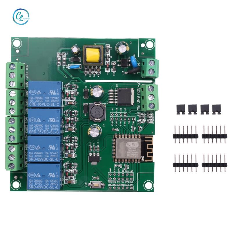 Mô Đun Rơ Le WIFI ESP8266 ESP-12F 4 Kênh AC90-250V / DC7-30V / 5V Chuyên Dụng Cho ARDUINO IDE Smart Home