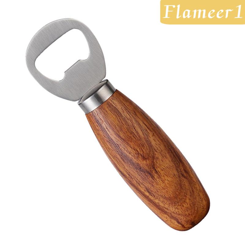 Dụng Cụ Mở Nắp Chai Bia Bằng Thép Không Gỉ Tay Cầm Bằng Gỗ Tiện