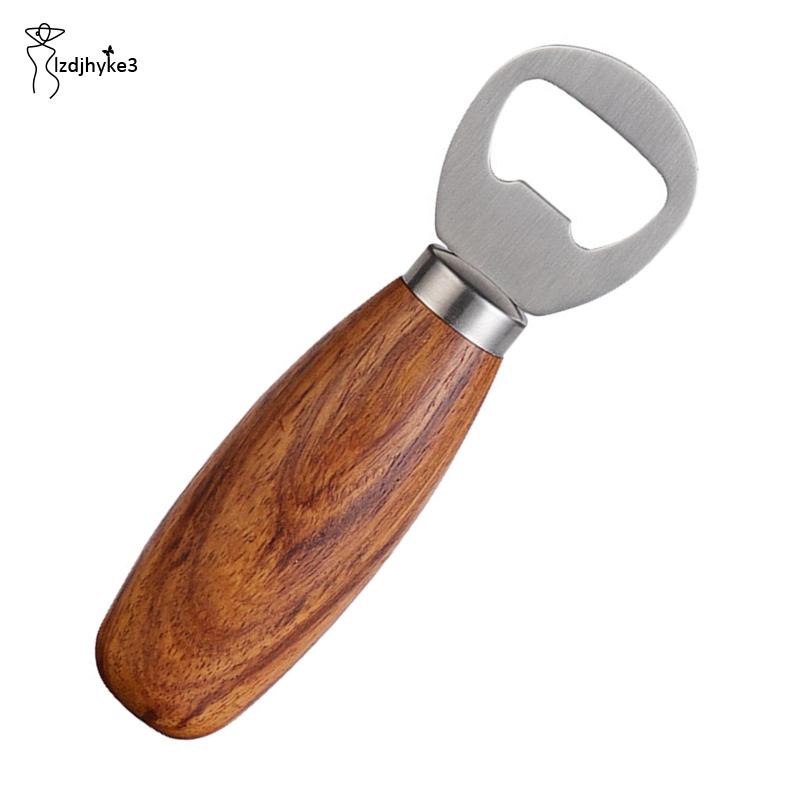 Dụng Cụ Mở Nắp Chai Bia Bằng Thép Không Gỉ Tay Cầm Bằng Gỗ Tiện