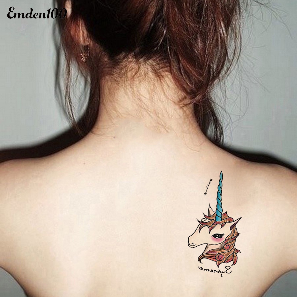 Sticker Dán Hình Xăm Tạm Thời Hình Kỳ Lân Chống Nước