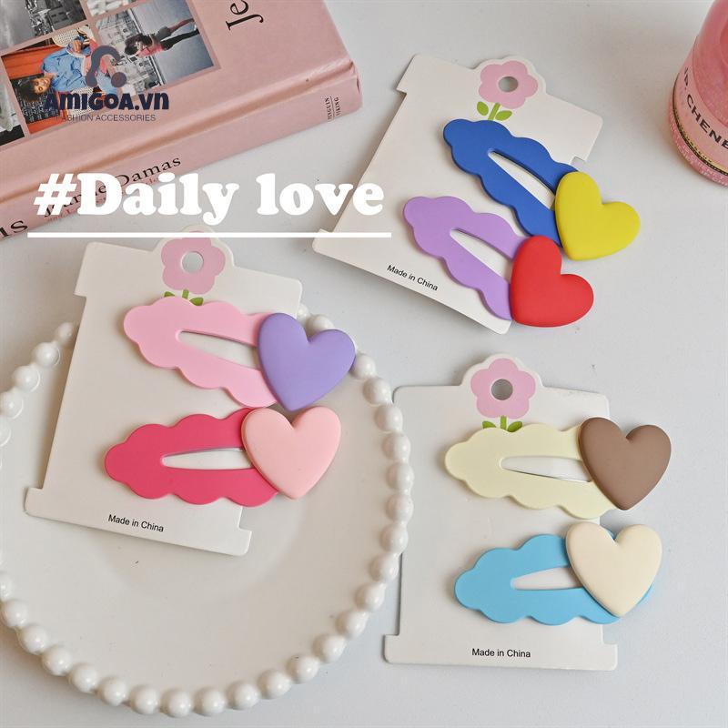 ✨✨Kẹp Tóc BB Hình Trái Tim Màu Kẹo Ngọt Họa Tiết Hoạt Hình Đám Mây Dễ Thương Sáng Tạo
