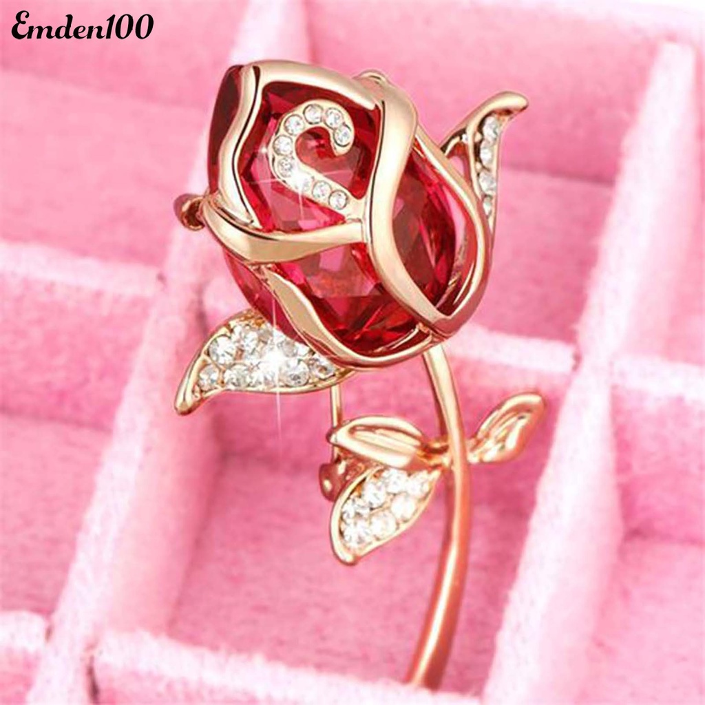 Ghim Cài Áo Hình Hoa Hồng Đính Đá Thời Trang