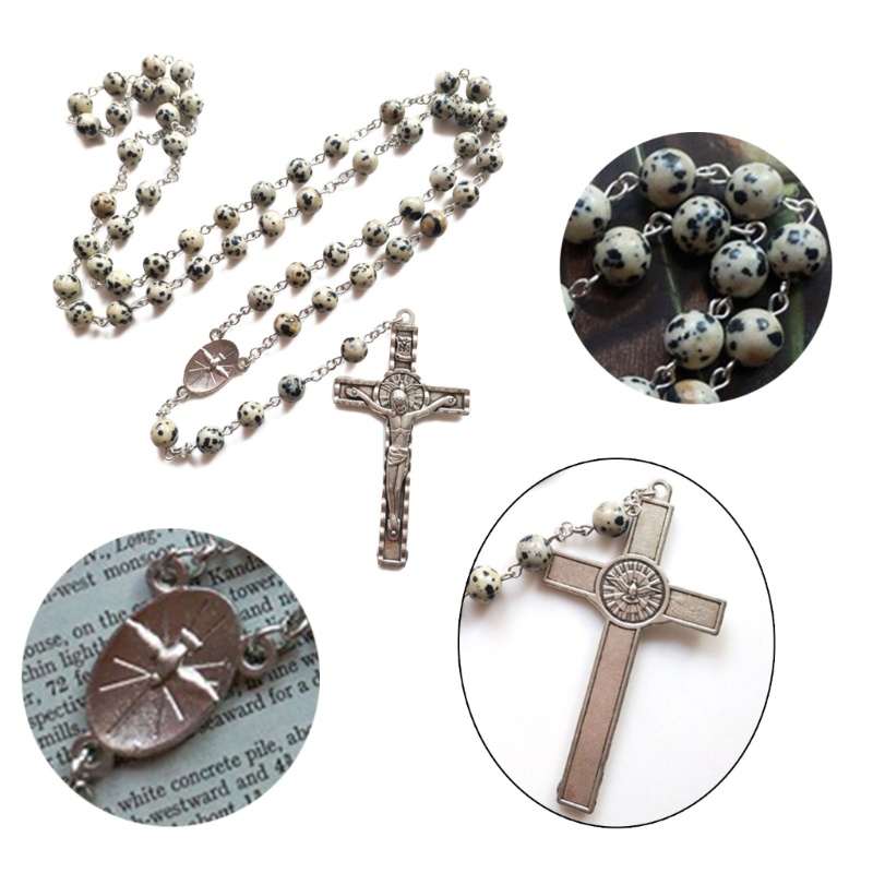 Vòng cổ Chuỗi Hạt Mặt Thánh Giá Bằng Đá Tự Nhiên