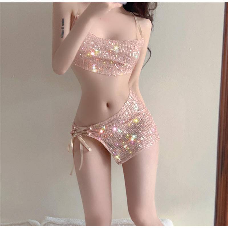 Bán Chạy Bộ Đồ Lót Đan Dây Chéo Đính Kim Sa Lấp Lánh Gợi Cảm Cho Bé Gái