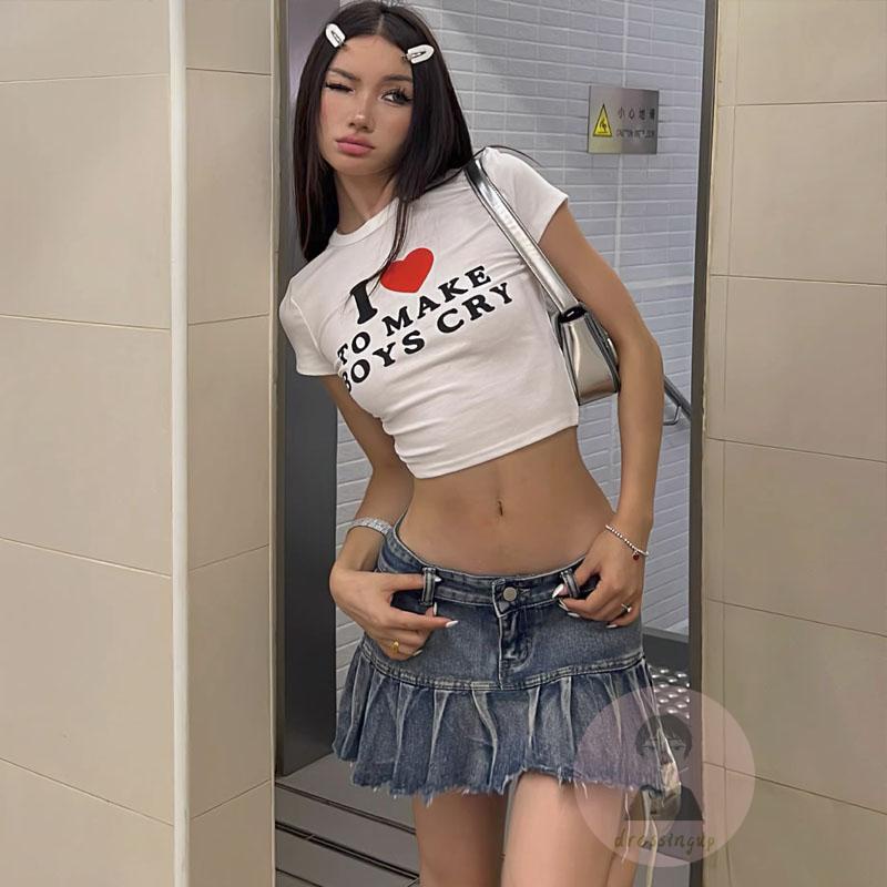 Áo Thun Nữ Ngắn Tay Cổ Tròn In Chữ Thời Trang