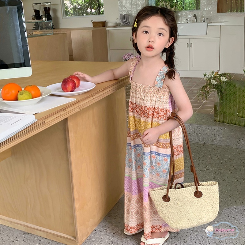 Bộ Áo Liền Quần Hai Dây Phong Cách Hàn Quốc Cho Bé Gái