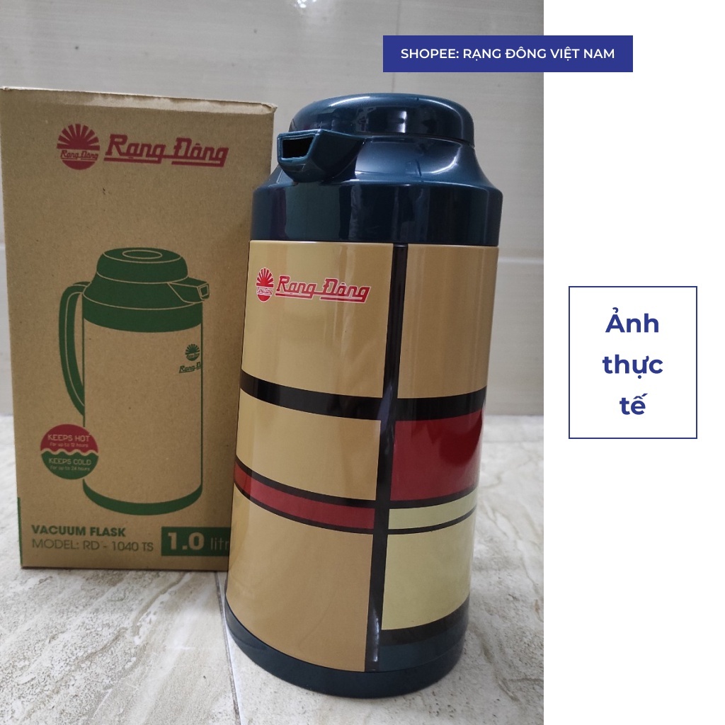 Phích pha trà giữ nhiệt Rạng Đông 1 lit, bình thuỷ đựng nước nóng, Model: RD 1040 TS Màu Ngẫu Nhiên