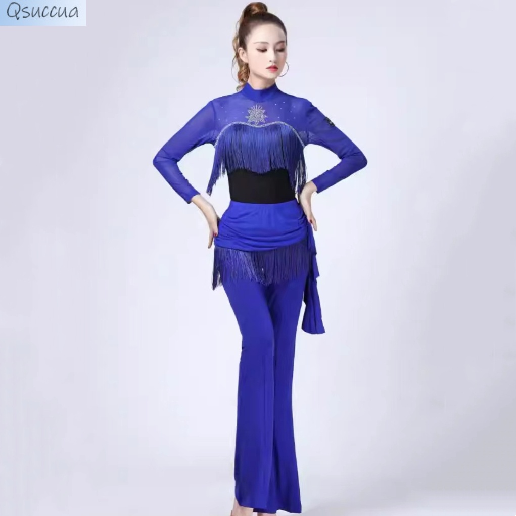 Bộ Trang Phục Biểu Diễn Nhảy Múa Tay Dài Đính Kim Cương Giả Dành Cho Nữ