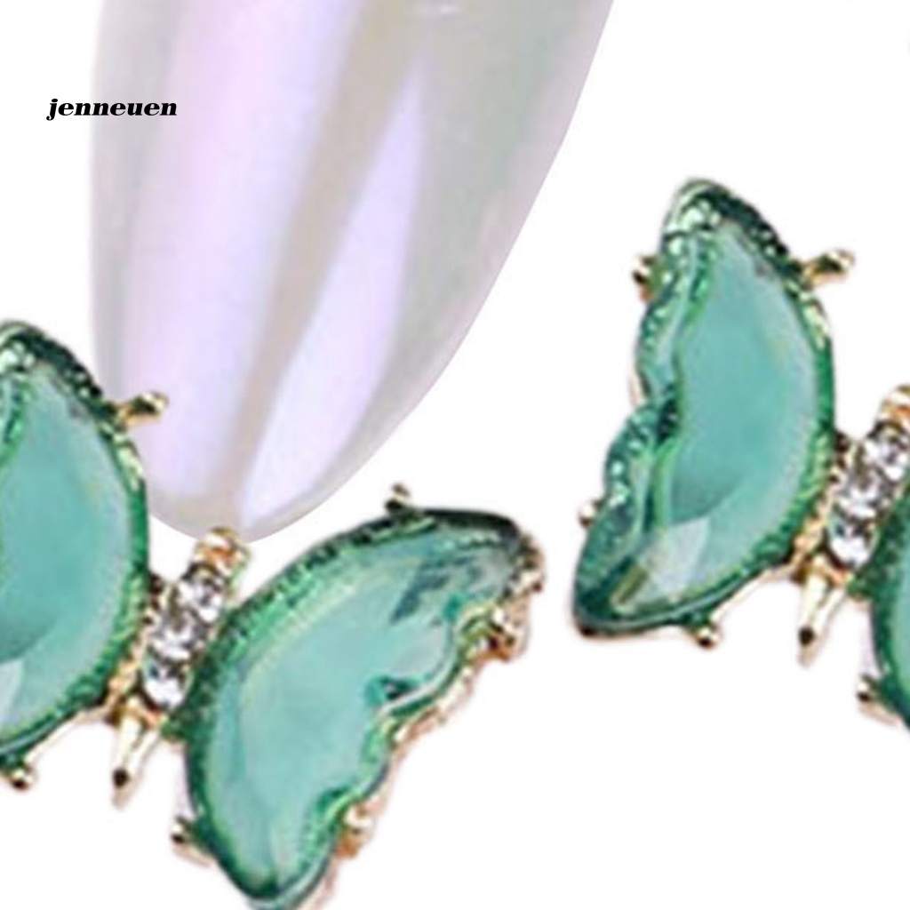 Set 5 Móng Tay Giả Hình Bướm 3D Đính Đá Zircon Sang Trọng Cho Nữ