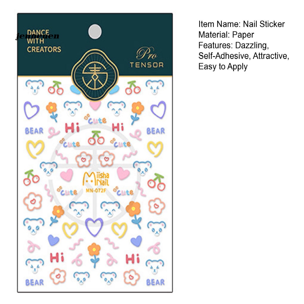 Miếng Dán Móng Tay Hình Hoa Hoạt Hình Nhiều Màu Sắc DIY