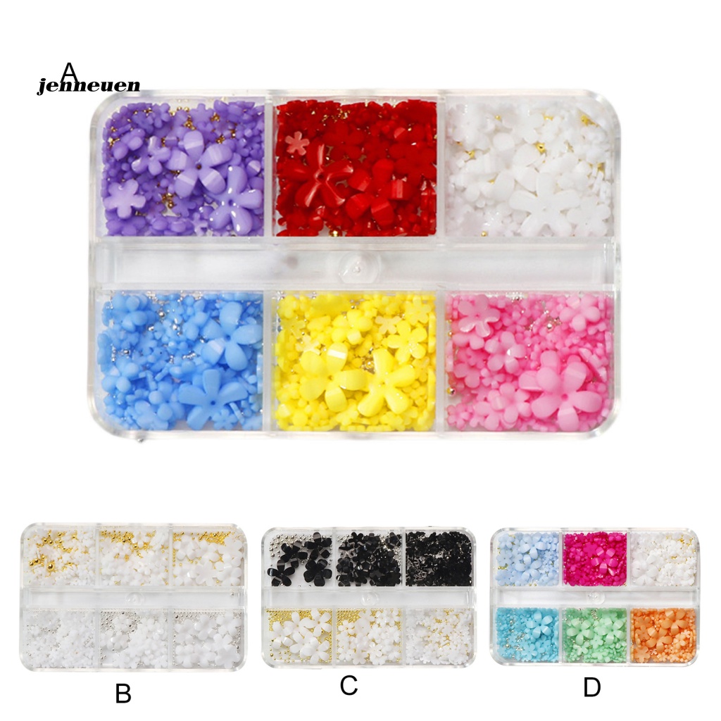 1 Bộ Miếng Dán Trang Trí Móng Tay Hình Hoa 3D Lấp Lánh DIY