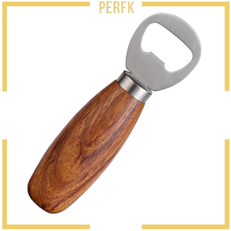 Dụng Cụ Mở Nắp Chai Bia Bằng Thép Không Gỉ Tay Cầm Bằng Gỗ Tiện