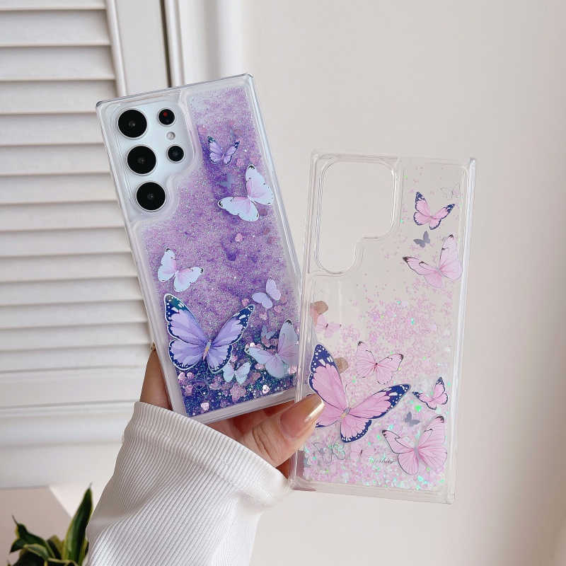 Ốp Điện Thoại Dẻo Dạng Cát Chảy Hình Bướm Cho Samsung Galaxy Note 20 Ultra A54 A34 A14 A73 A53 A13 A72 A52 A32 A12 A21S A71