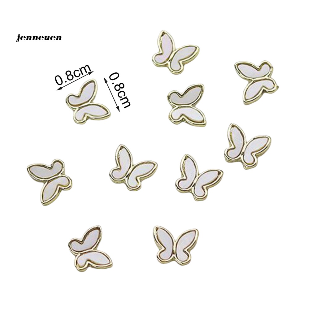 Set 10 Phụ Kiện Trang Trí Móng Tay Hình Bướm Vỏ Sò 3D Lấp Lánh Dành Cho Salon