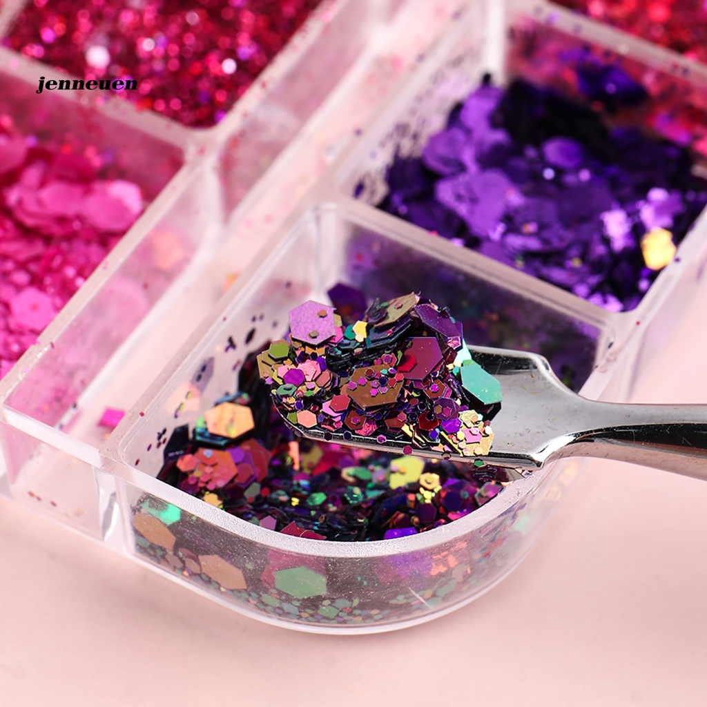 1 Hộp Kim Tuyến Lấp Lánh Nhiều Màu Sắc Trang Trí Móng Tay Nghệ Thuật