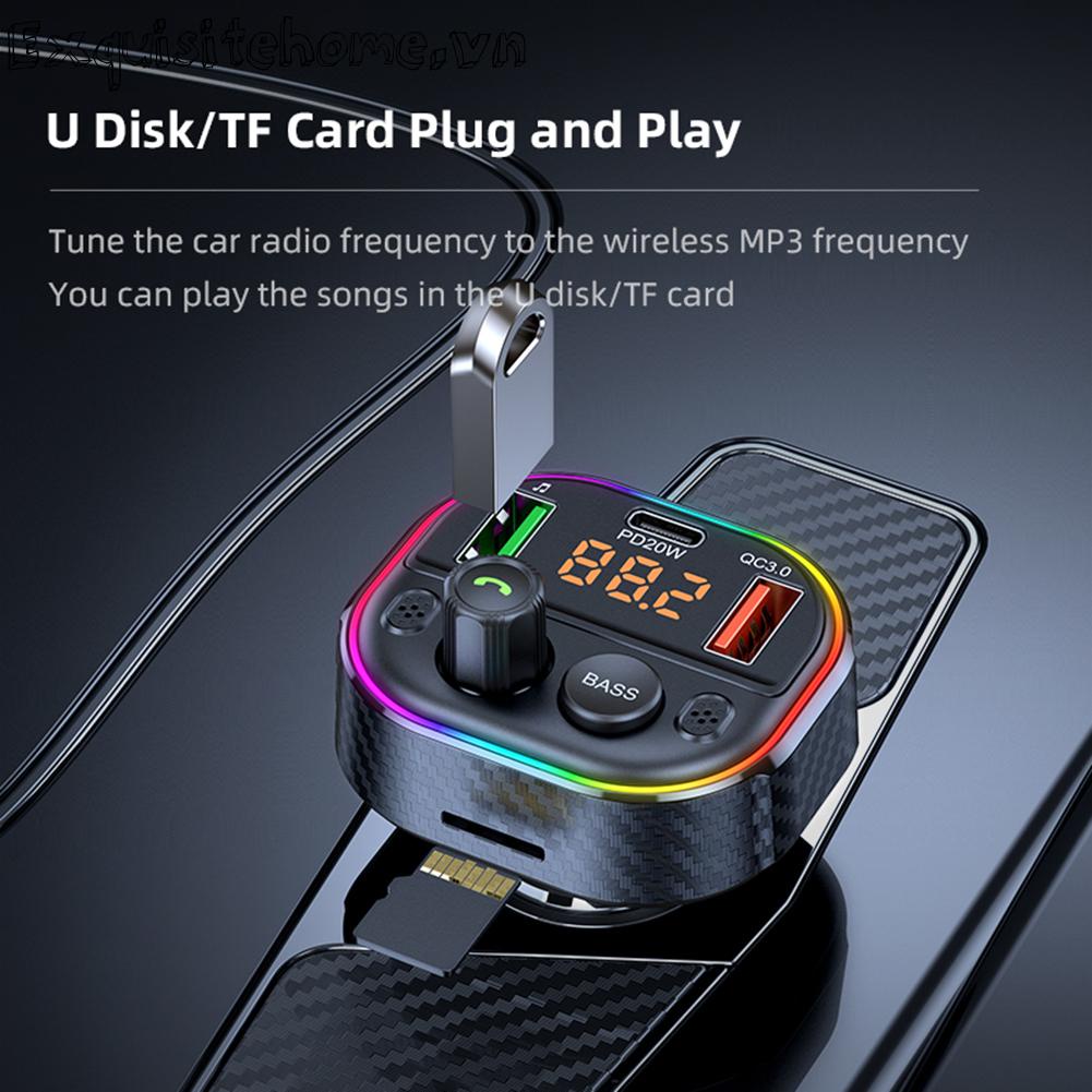 Máy Phát Bluetooth 5.1 FM Rảnh Tay 20W PD QC3.0 Cho Xe Hơi