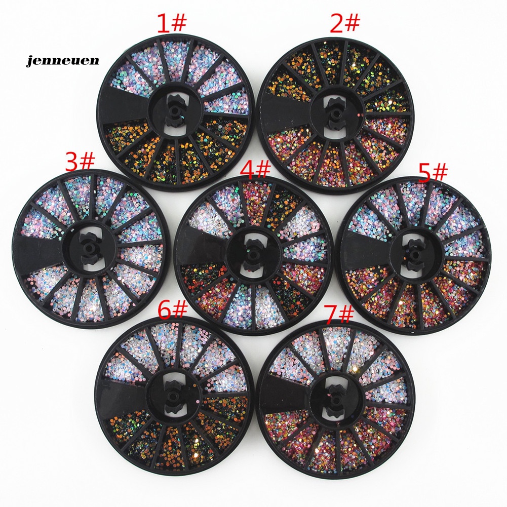 Hộp Hạt Kim Sa Tròn 3D Nhiều Màu Sắc Trang Trí Móng Tay 1mm DIY