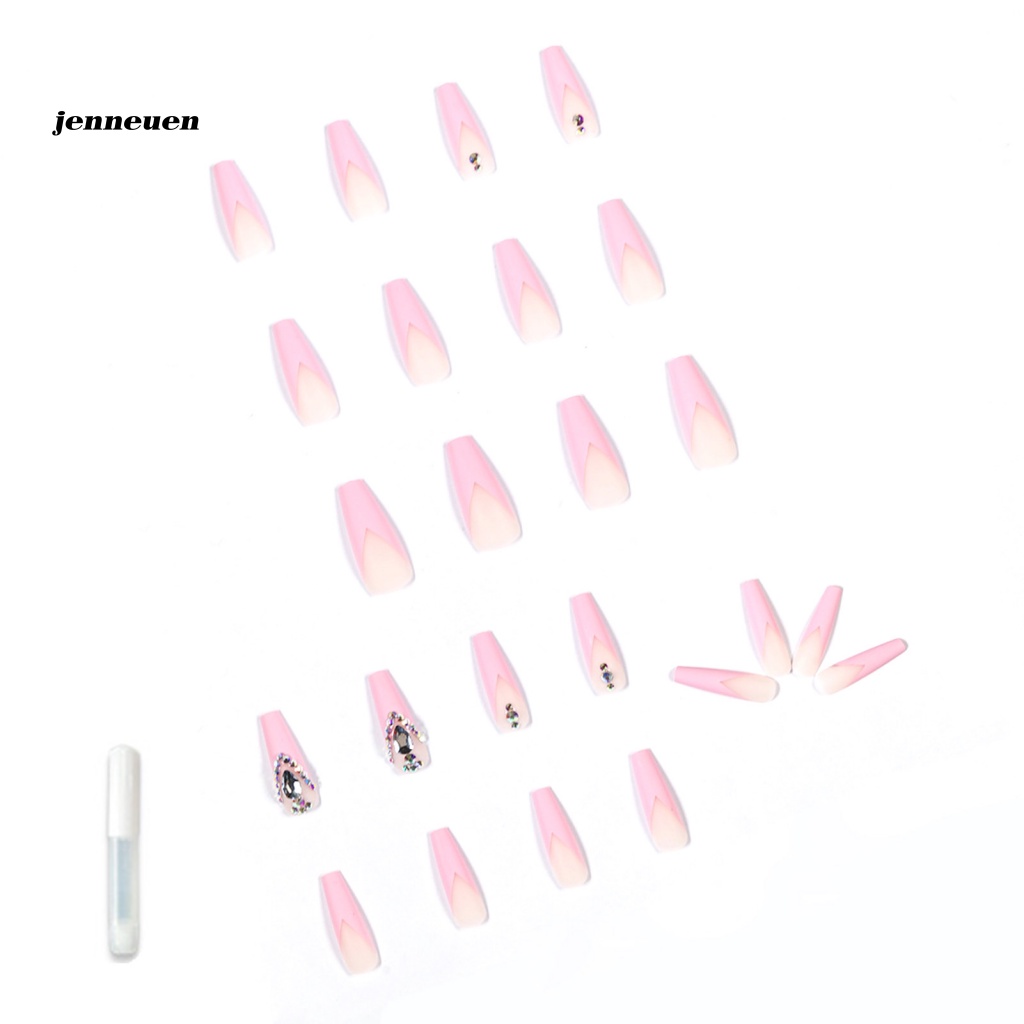 Set 24 Móng Tay Giả Acrylic 3D Dạng Nhấn Dành Cho Nữ