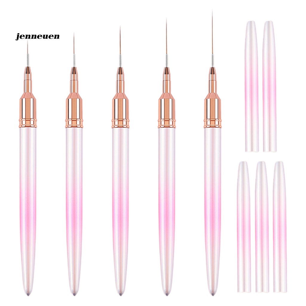 Set 5 Cọ Vẽ Trang Trí Móng Tay Nghệ Thuật Chuyên Nghiệp Chống Trượt Hình Cánh Hoa Hồng Với Tay Cầm Kim Loại