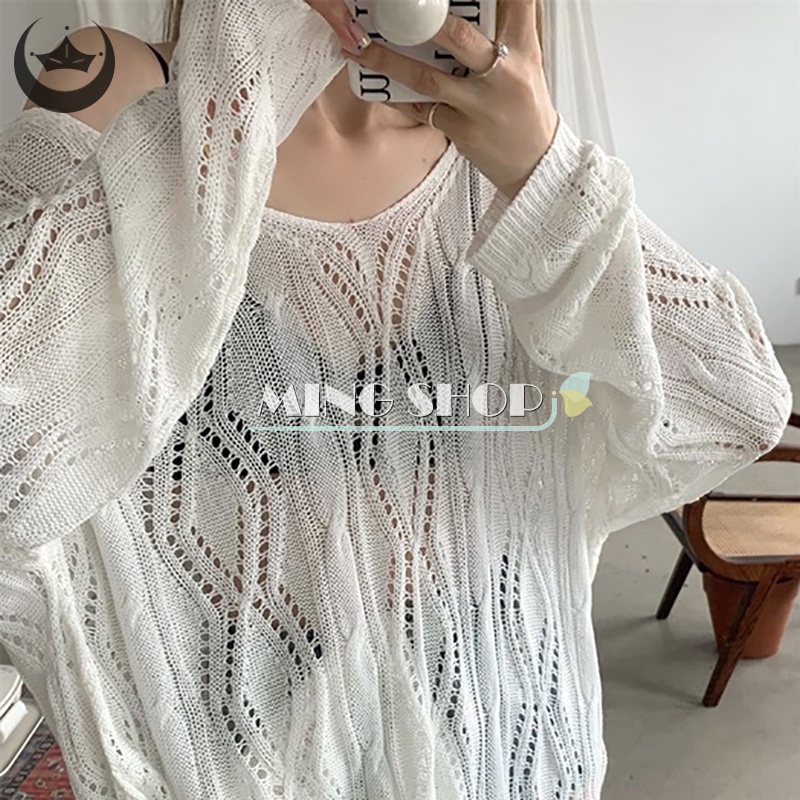 Áo Dệt Kim Nữ Dài Tay Hở Lưng Gợi Cảm