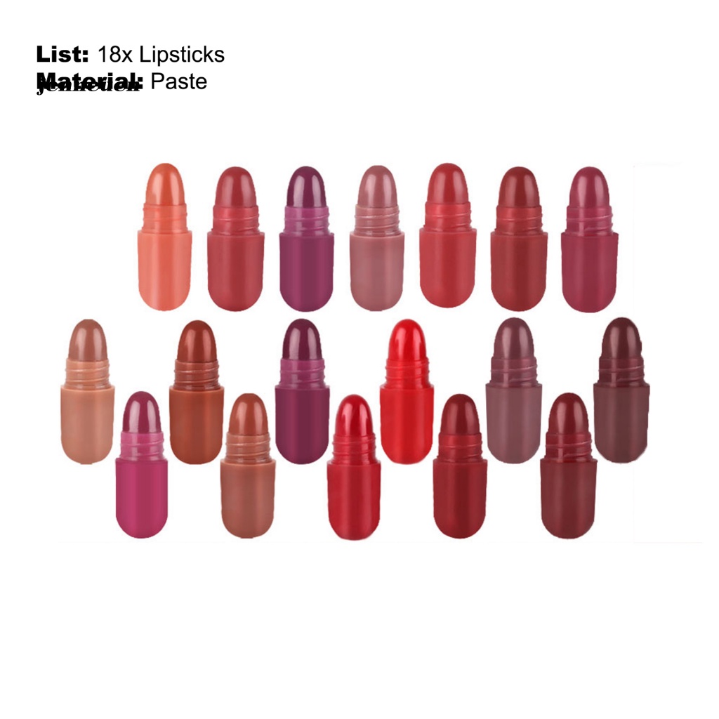 Set 18 Son Tint Lâu Trôi Thiết Kế Hình Viên Con Nhộng Độc Đáo