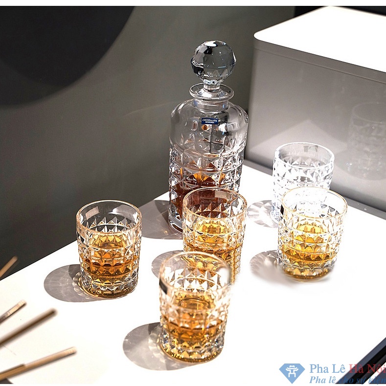 Bộ Bình R.ượu Kim Cương Nội Địa Séc Bohemia Diamond Và 6 Cốc 230ml Nội Địa Đức Germany HCM 520036